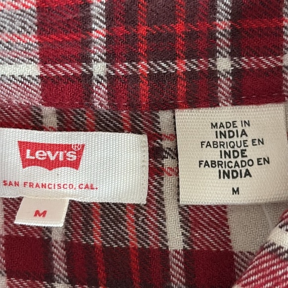 Levi's Maple Cotton Flannel Plaid Utility Shirt Red Combo - NEW - Size Medium - Picture 6 of 11